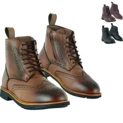 Black Officer WP Brogue Motorcycle Boots