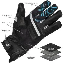 Black Metro Short Leather Motorcycle Gloves -Biker Style Shop lrgscaleBlack Metro Short Motorcycle Gloves Palm Final 1